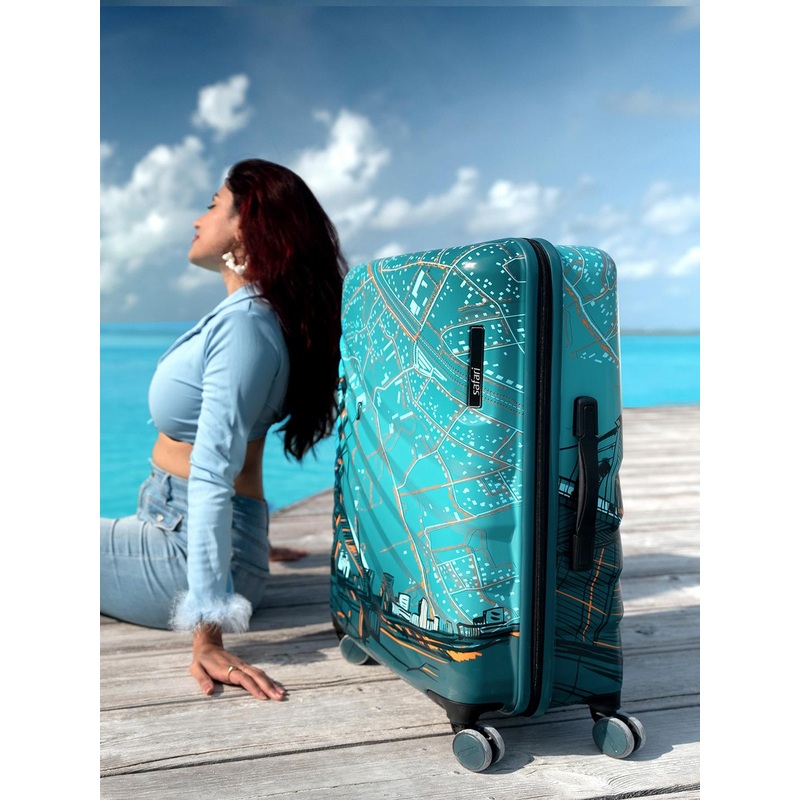 Safari Select Brooklyn Teal Printed Polycarbonate with TSA Lock Cabin Trolley Bag 55 Cm