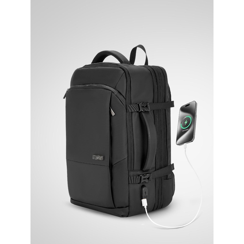 Safari Select Zeus Black with RIFD Pocket An Expandable Overnighter Laptop Backpack 33L