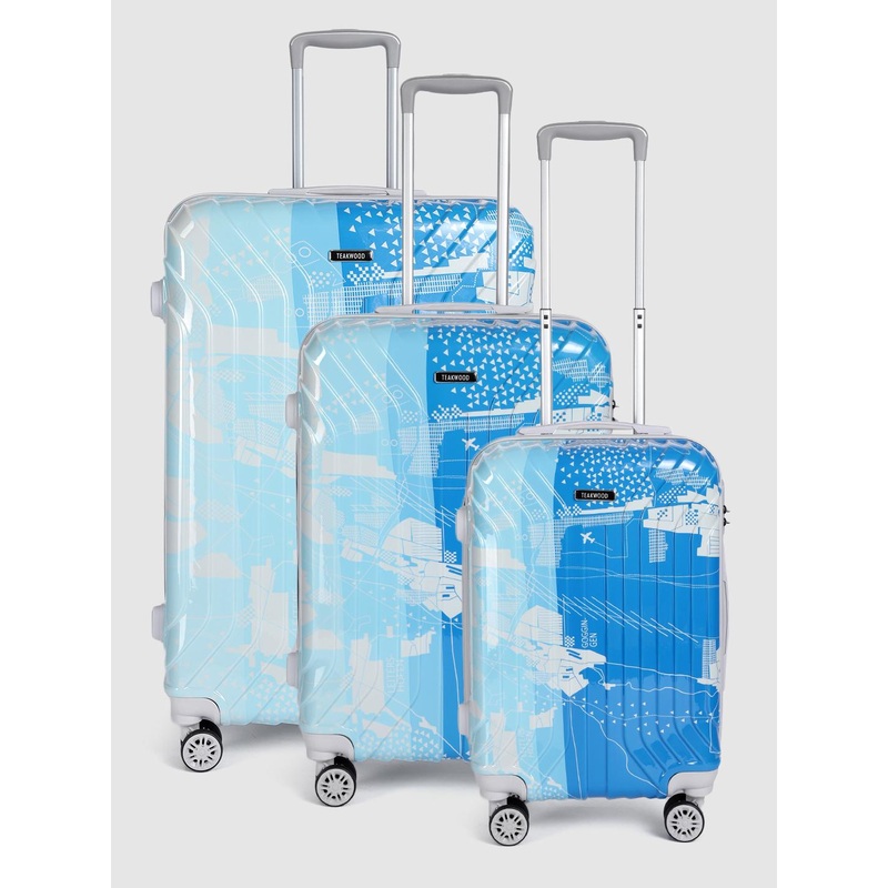 Teakwood Leathers Set Of 3 Printed 360 Degree Rotation Hard Trolley Bag – 95.5 L