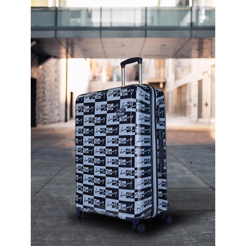 Tommy Hilfiger Printed Hard 4 Wheels 360-Degree Rotation Cabin Trolley Bag