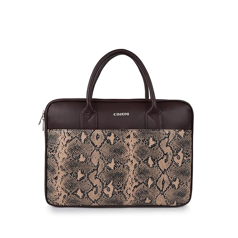 CIMONI Unisex Printed Leather Laptop Bag