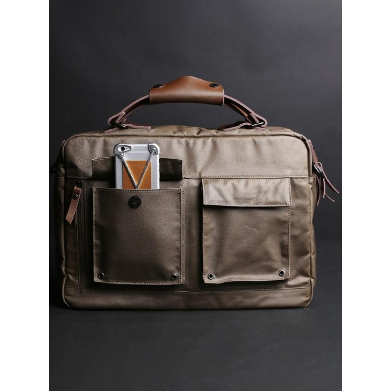 CONTACTS Men Beige Premium Canvas & Splash-Proof Versatile Laptop Messenger Bag