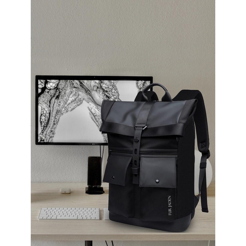 FUR JADEN Unisex Brand Logo Backpack with USB Charging Port