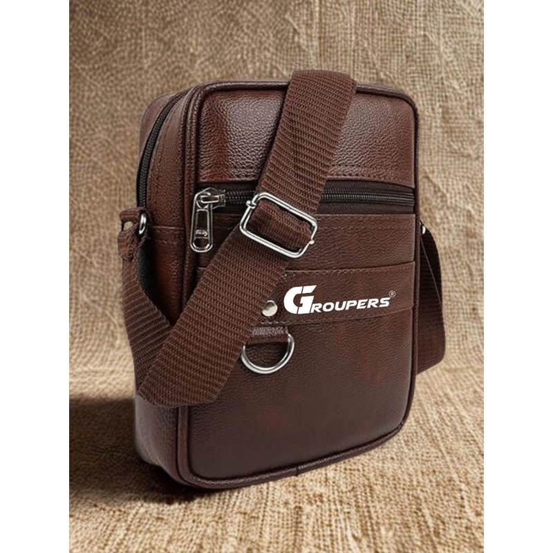 GROUPERS Unisex Brand Logo Printed Crossbody Messenger Bag