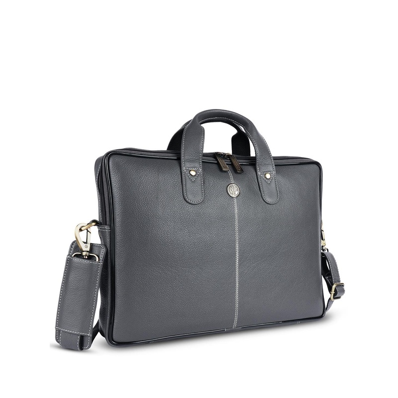 HAMMONDS FLYCATCHER Men Grey Leather Laptop Bag
