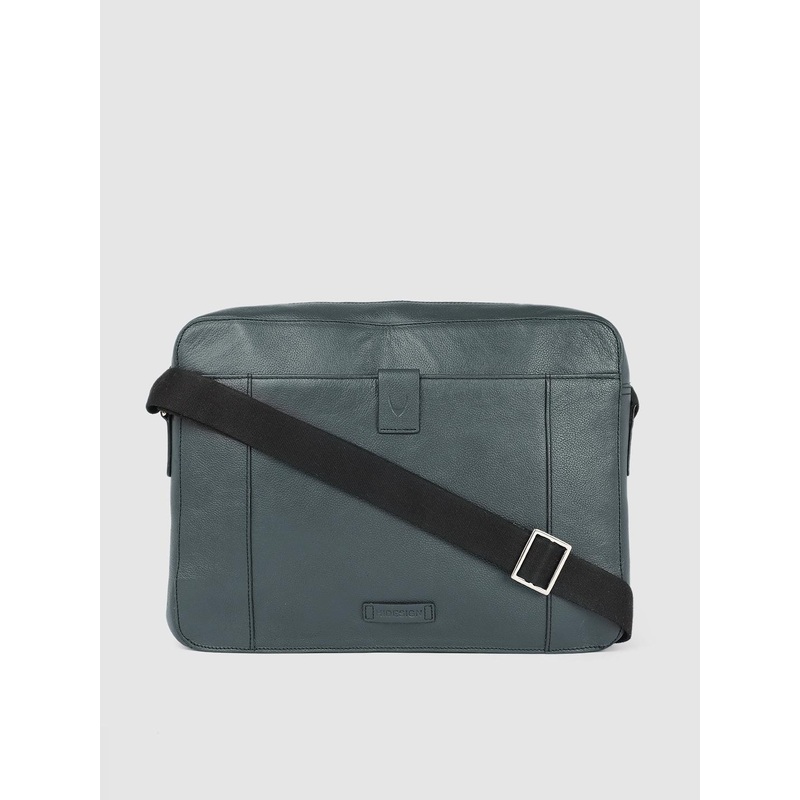 Hidesign Men Blue Solid Leather Laptop Bag