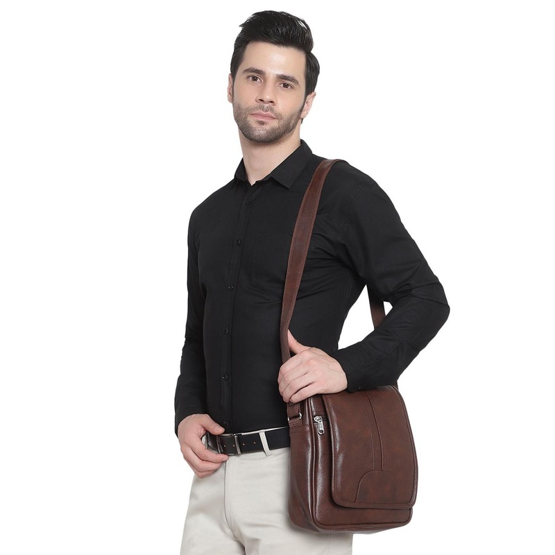 ICHIEF Men Textured Crossbody Sling Bag