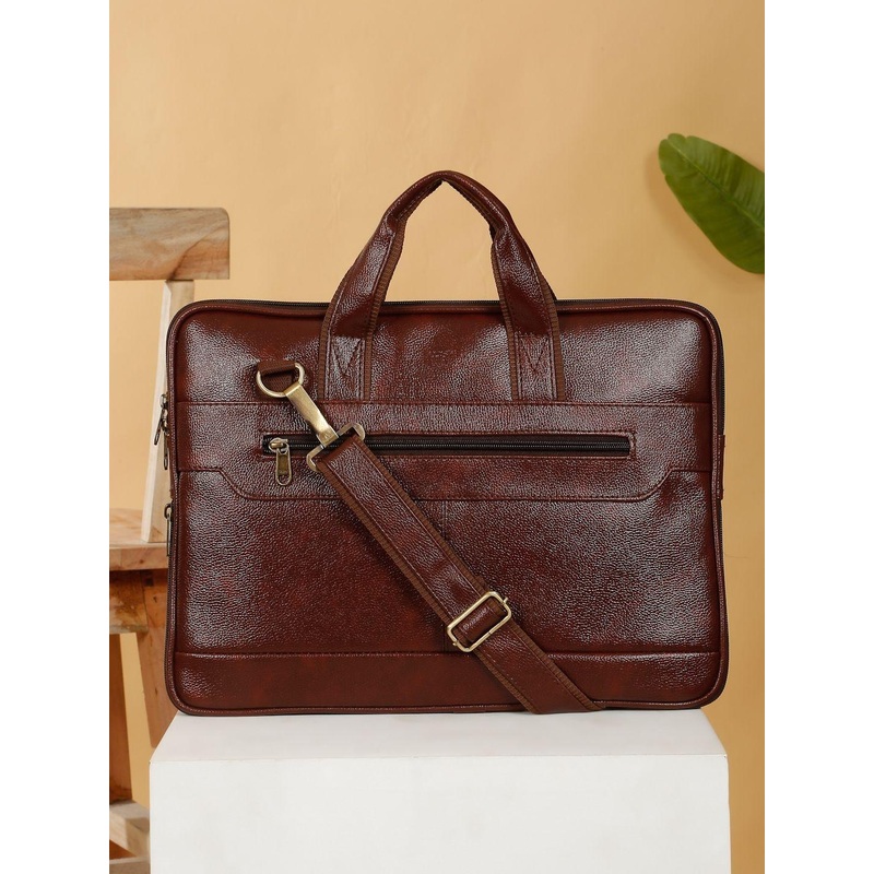 Kosher Unisex Brown Laptop Leather Bag