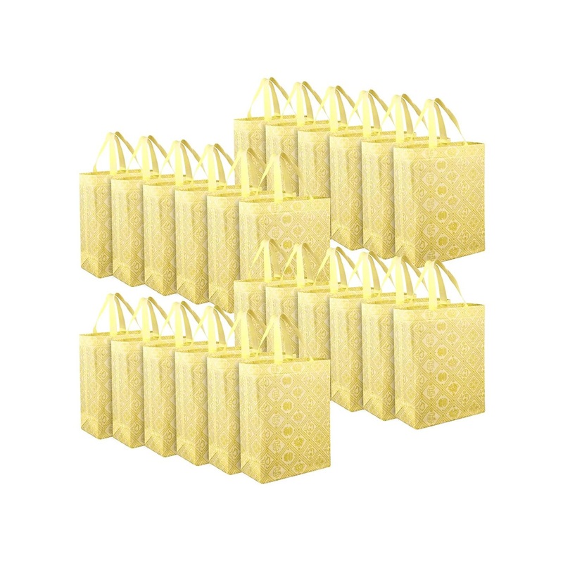 Kuber Industries 24-Pcs Ethnic Motifs Printed Shopper Tote Bag