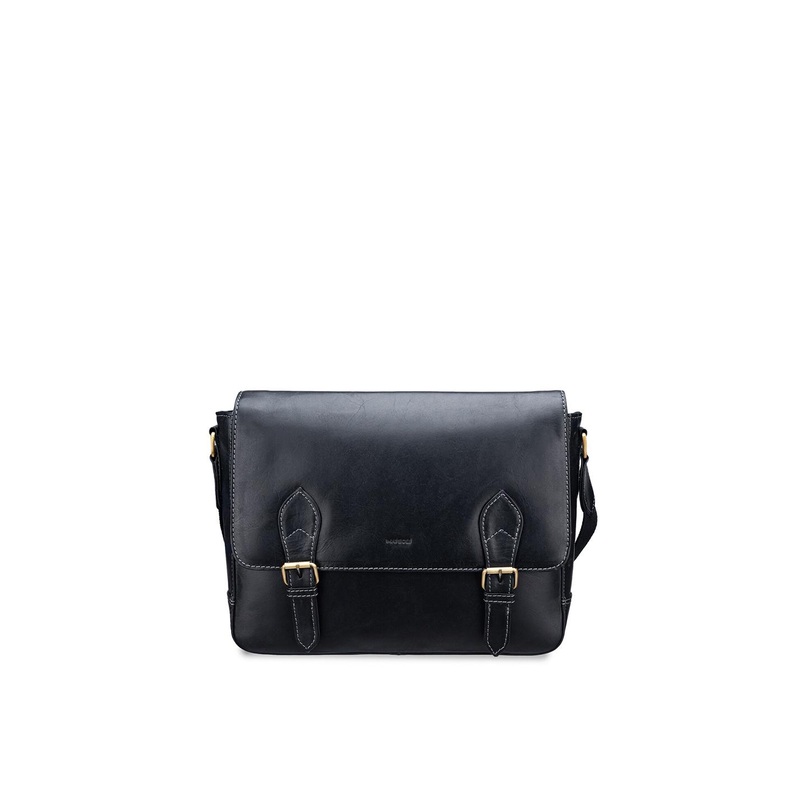MAI SOLI Men Black Textured Messenger Bag