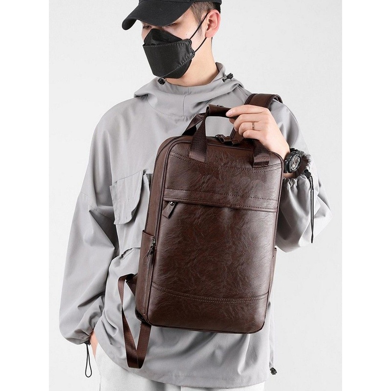 Mast & Harbour Men Textured Lightweight Zip Pocket Backpack