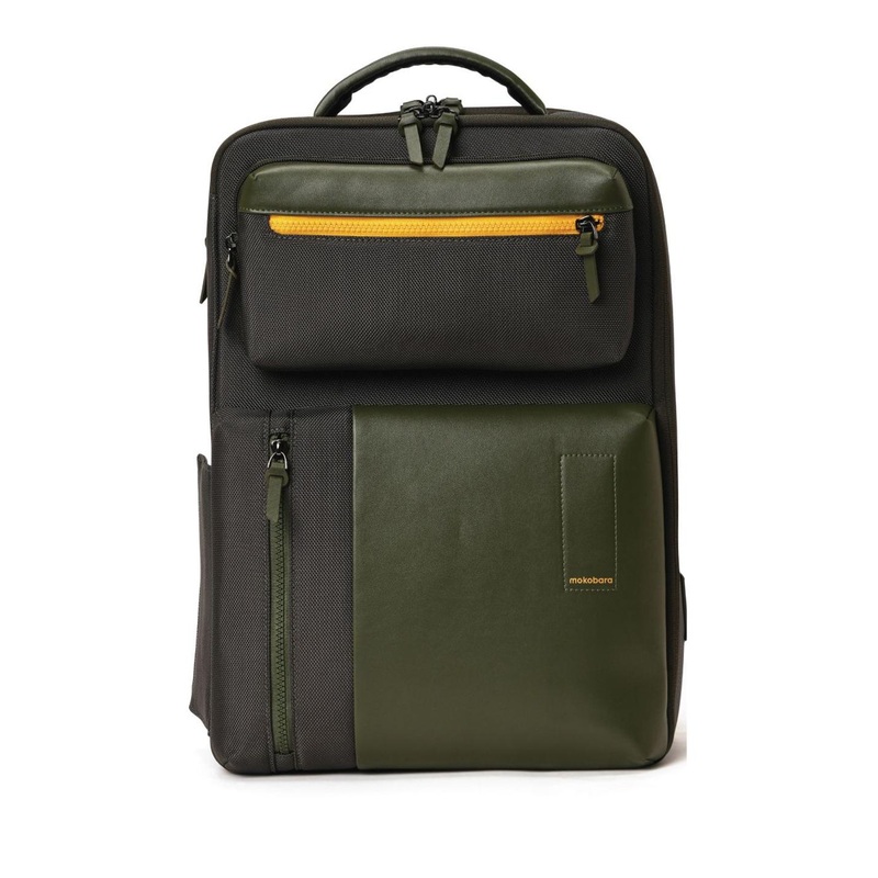 MOKOBARA Unisex Olive Nylon Formal Backpack with USB Charging Port