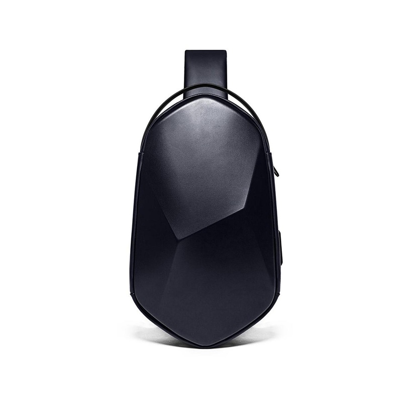 Red Lemon Black Series Rhombus Shell Design Waterproof Crossbody Bag with USB Charging