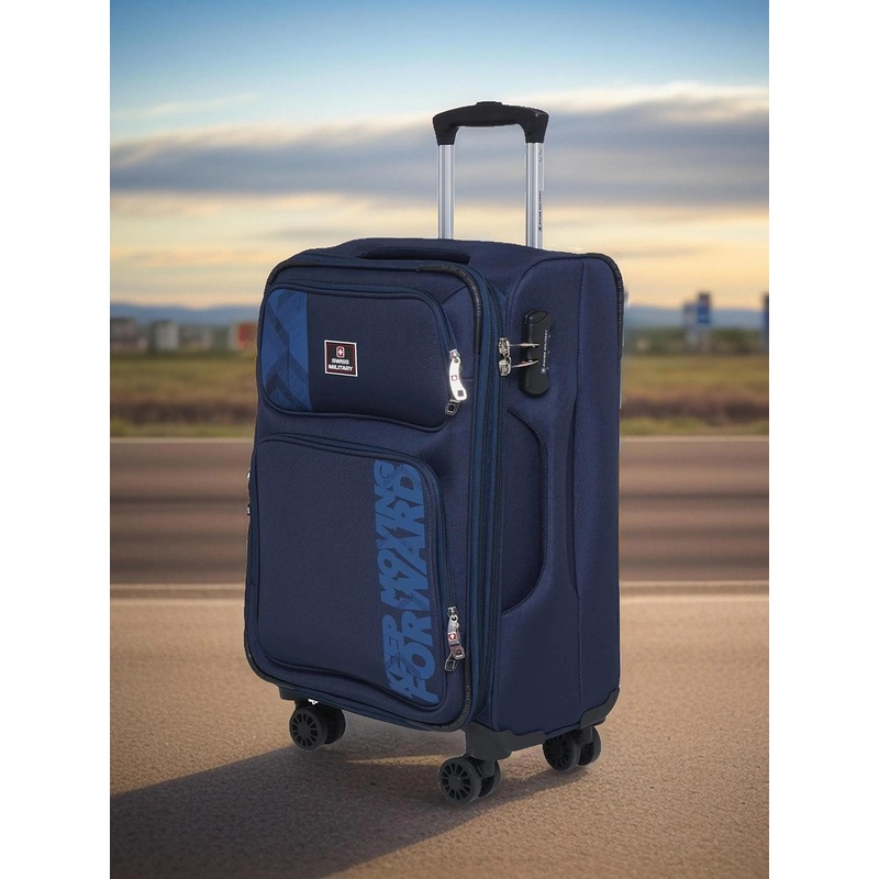 SWISS MILITARY Printed Soft-Sided Cabin Trolley Suitcase