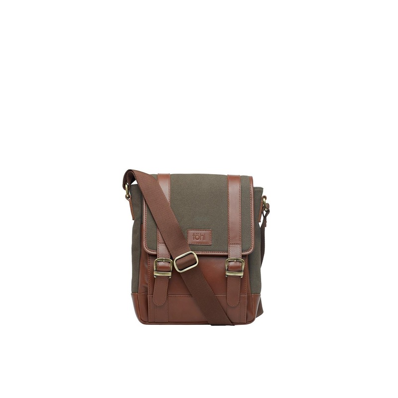 tohl Men Olive Green & Brown Textured Messenger Bag