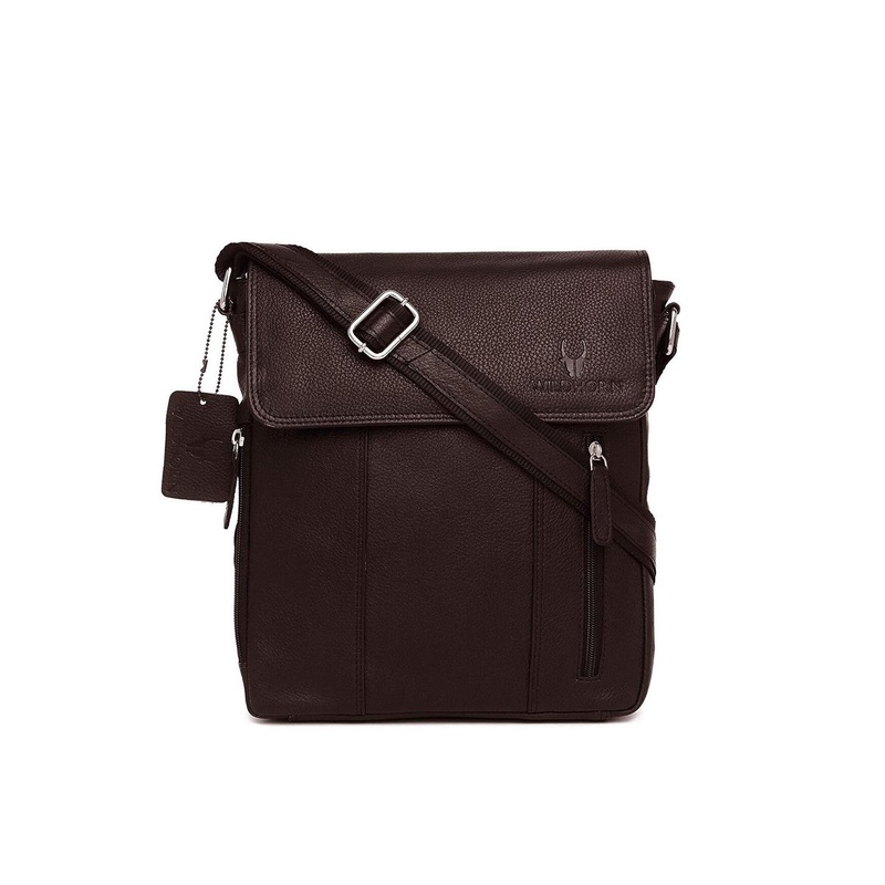 WildHorn Men Brown Solid Leather Sling Messenger Bag