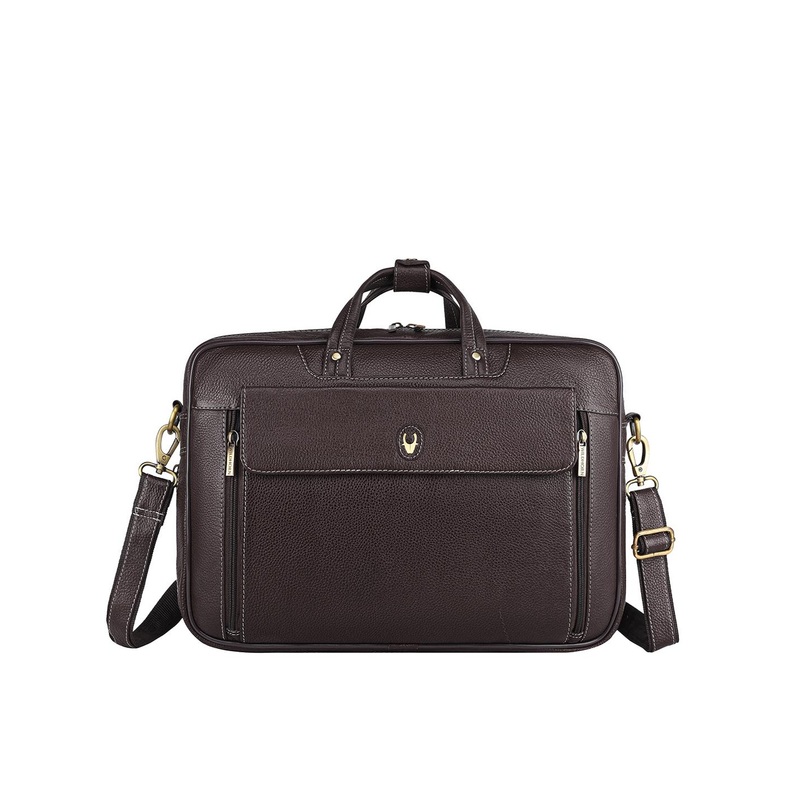 WildHorn Men Brown Textured Genuine Leather Laptop Bag