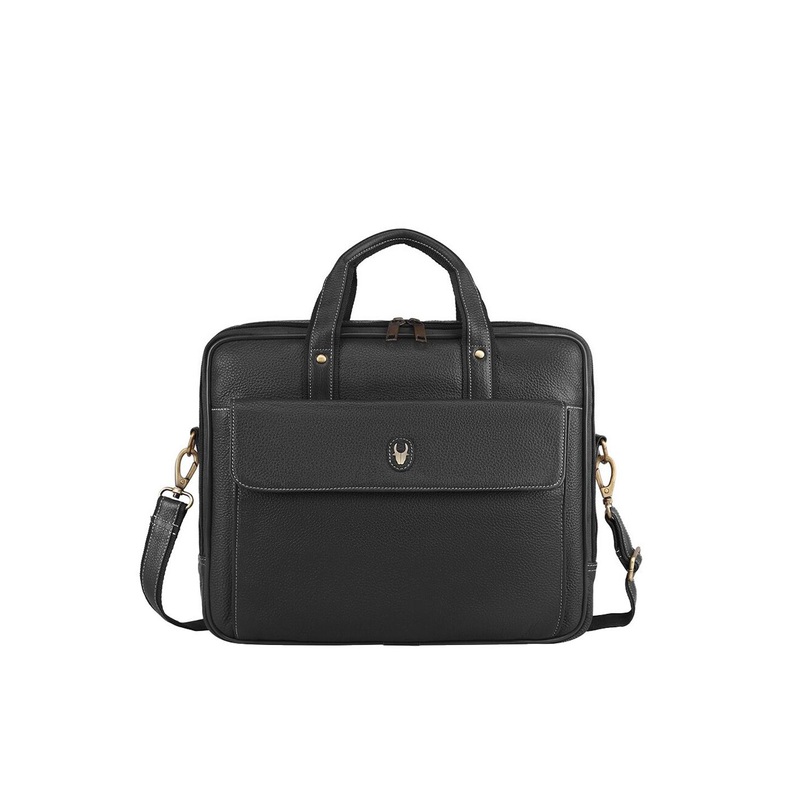 WildHorn Men’s Black Leather Laptop Bag Messenger Bag