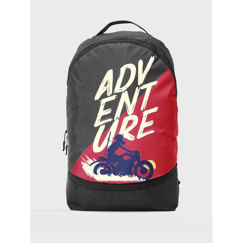 Bewakoof Unisex Black Adventure Printed Small Backpack