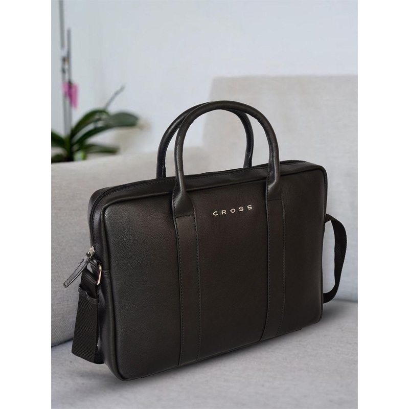 Cross Leather Zip Closure Laptop Bag