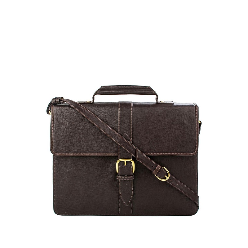 Hidesign Men Brown Solid EE BENNETT 1 Leather Laptop Bag