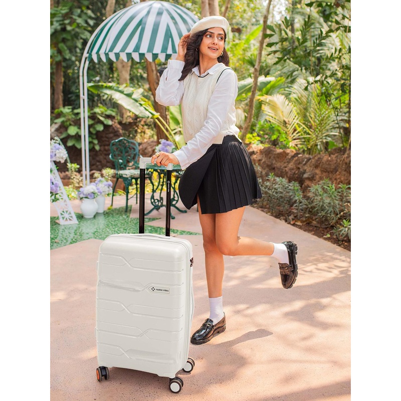 Nasher Miles Paris Polypropylene Medium White Trolley Bag – 24 Inch (65 cm)