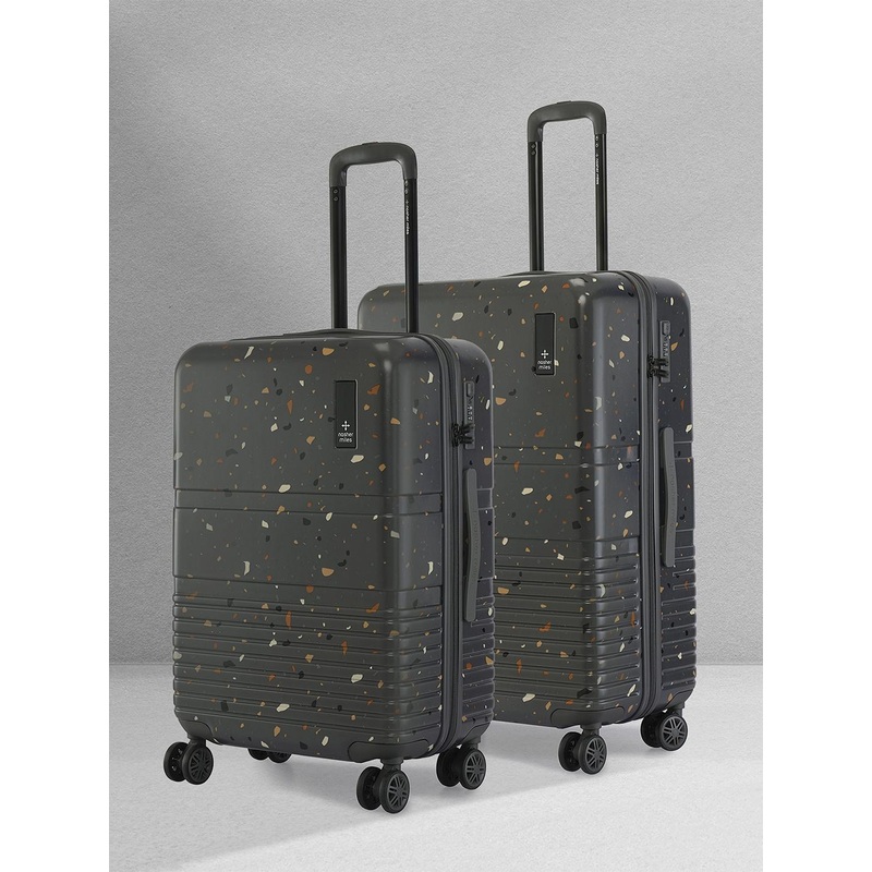 Nasher Miles Terrazzo Polycarbonate Grey Trolley Bag Set of 2 M\u002FL 65-75cm