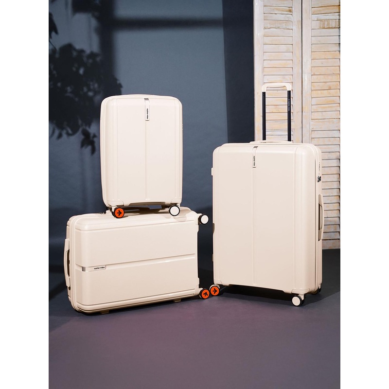 Nasher Miles The Line Polypropylene White Trolley Bag Set 3 S\u002FM\u002FL 55-65-75cm