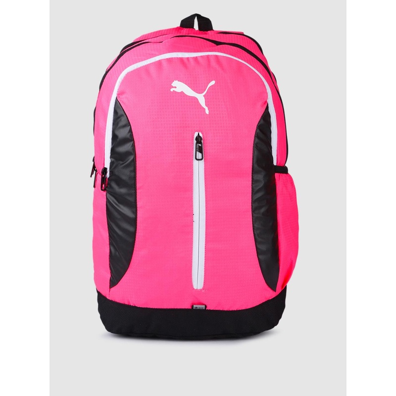 Puma Unisex Brand Logo Print & Minute Checks Zipper Laptop Backpack