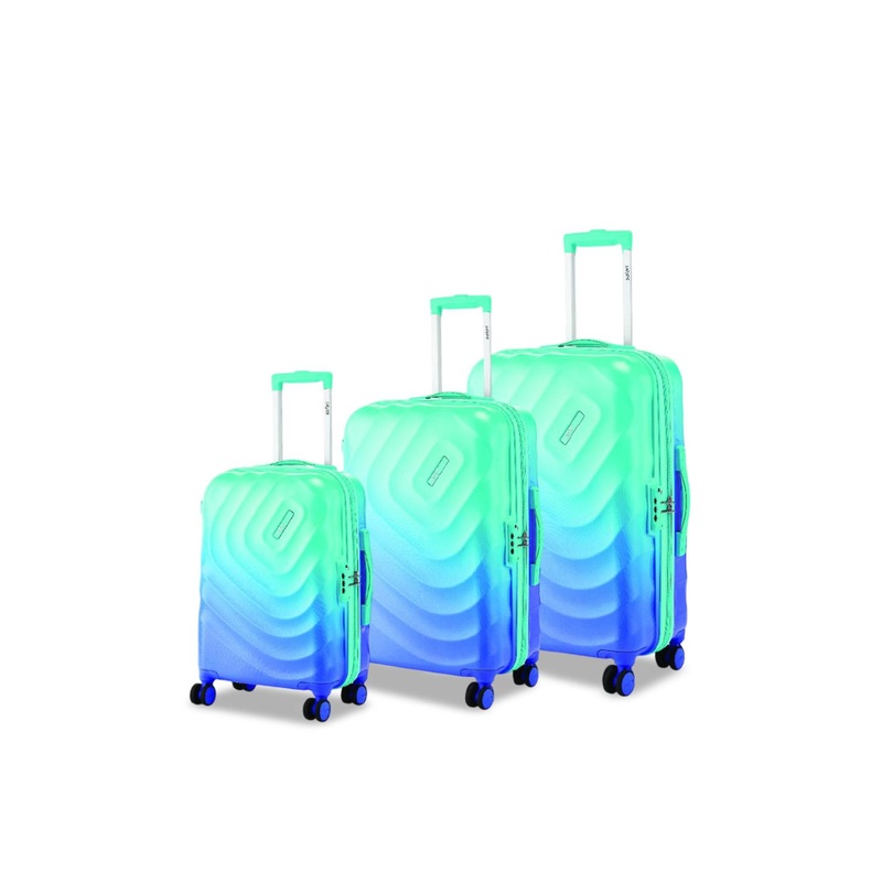 Safari Select Haze Set Of 3 Colourblocked 8 Wheels TSA Lock Hard Case Trolley Bags
