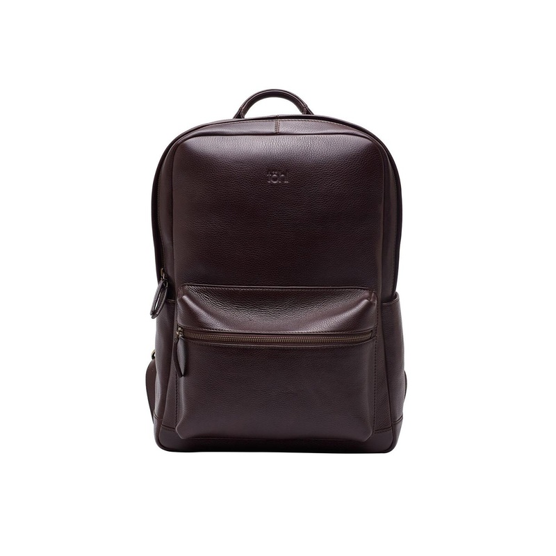 tohl Men Brown Textured Leather Backpack