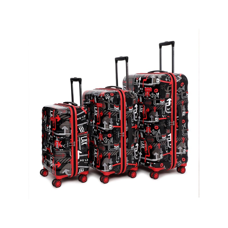 uppercase Pack Of 3 Printed Hard-Sided 360-Degree Rotation Trolley Bags
