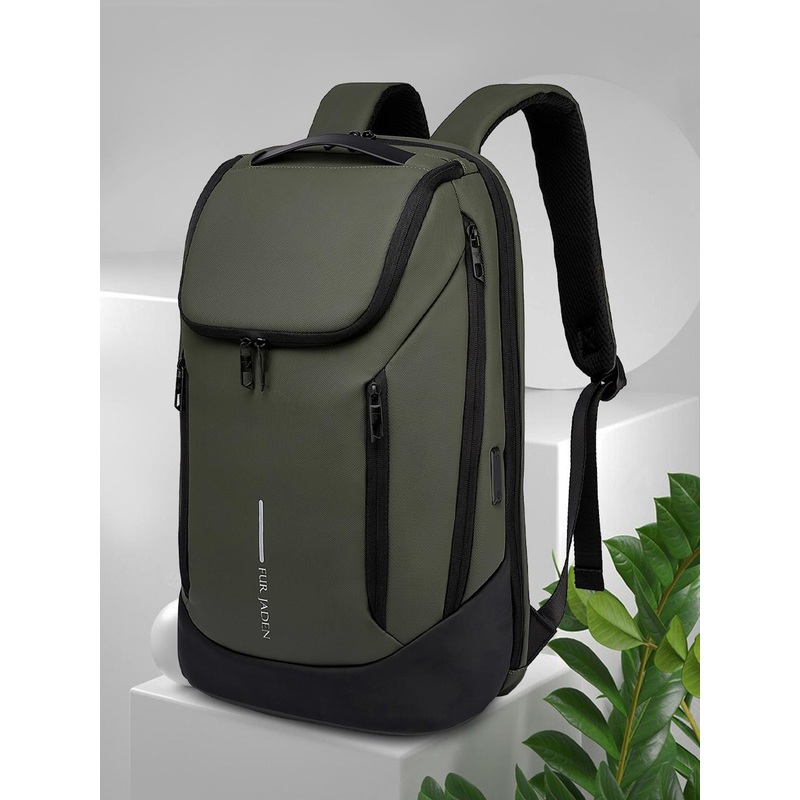 FUR JADEN Unisex Brand Logo Laptop Backpack with USB Charging Port