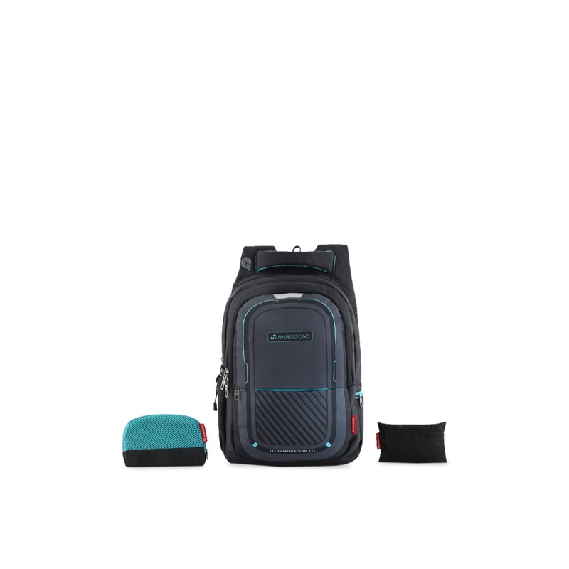 Harissons Verge Unisex Black Printed 36L Laptop Backpack With Rain Cover