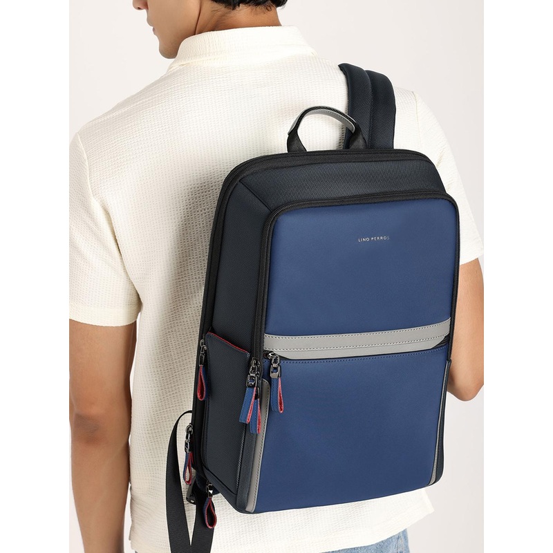 Lino Perros Unisex Colorblocked Laptop Backpack with Earphone Gate – 15.2L