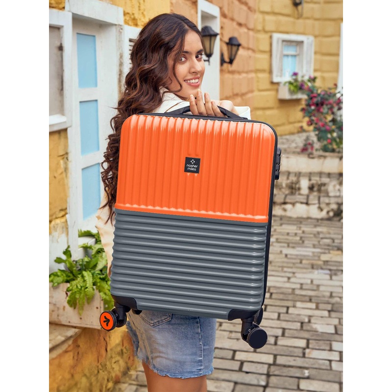 Nasher Miles Istanbul Hard-Sided ABS and PC Cabin Orange Grey Trolley Bag – 20Inch 55cm