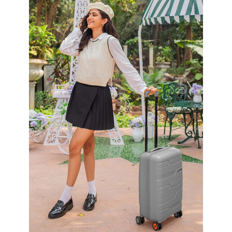 Nasher Miles Paris Polypropylene Cabin Grey Trolley Bag – 20 Inch (55 cm)