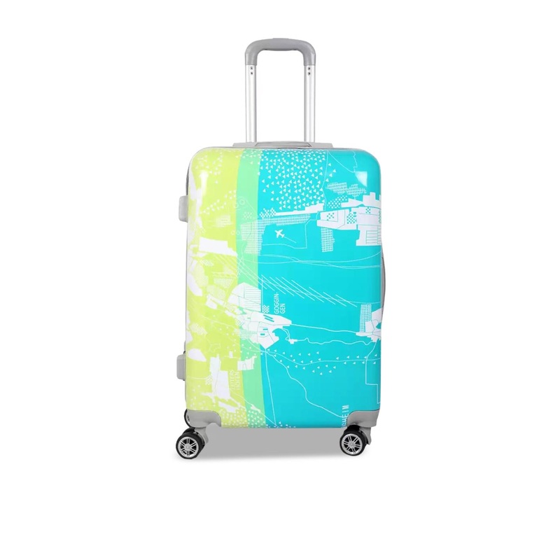 Polo Class Blue & Green Printed Hard-Sided Trolley Bag