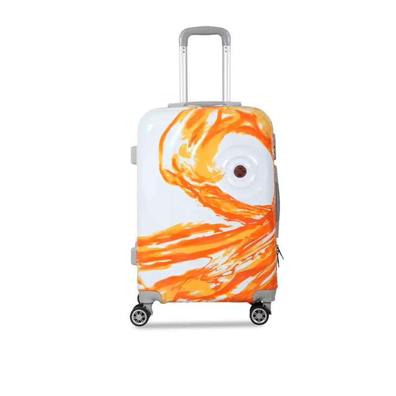 Polo Class Orange & White Printed Medium Hard-Sided Suitcase Trolley Bag