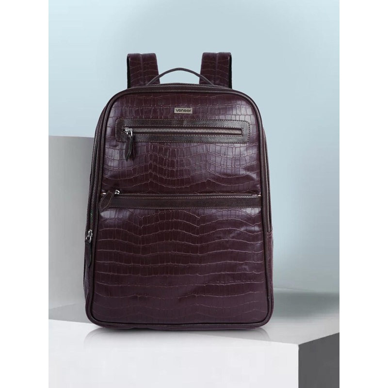 Veneer Unisex Crocodile Pattern Laptop Backpack