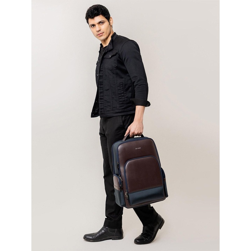 Aethon Unisex Colourblocked Mocha Krossover Backpack