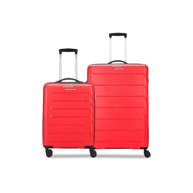 Aristocrat Pack Of 2 Textured Hard-Sided Trolley Suitcase