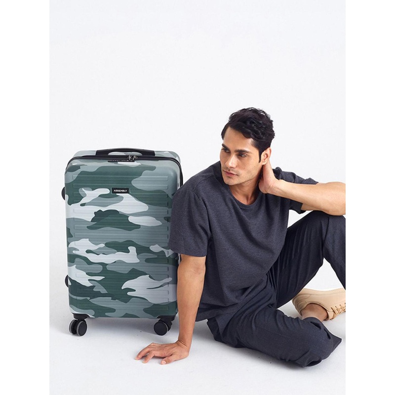 Assembly Camo Green Printed Check In Trolley Suitcase  24 Inches