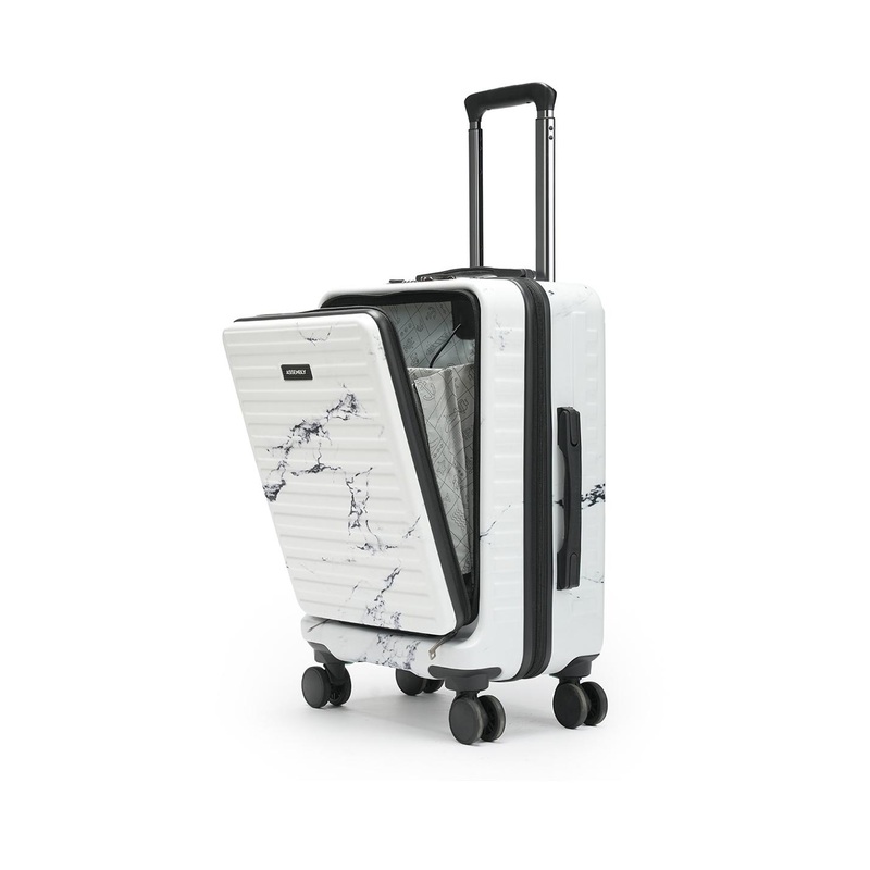Assembly Stark Marble Printed Cabin Trolley Luggage – 40 Liters