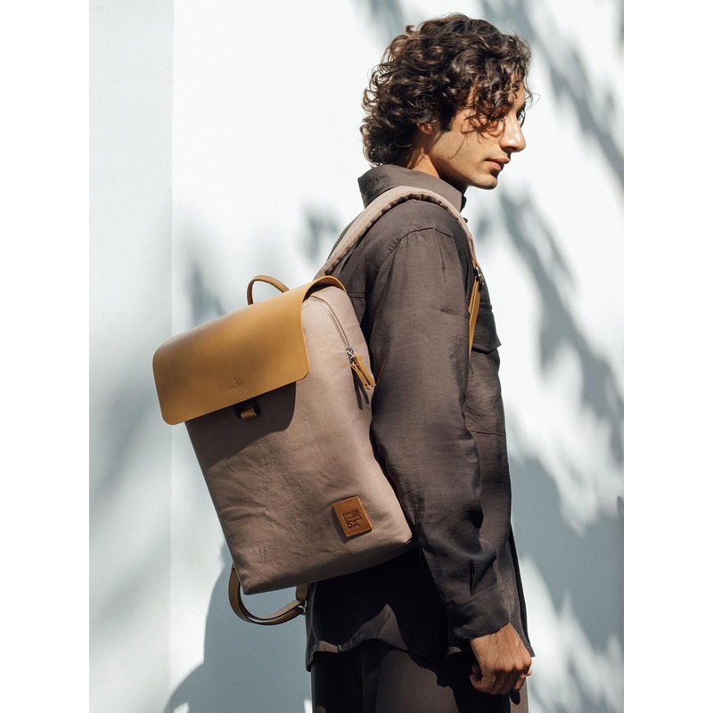 DailyObjects Unisex 15 Inch Laptop Cotton Canvas Backpack with Compression Straps