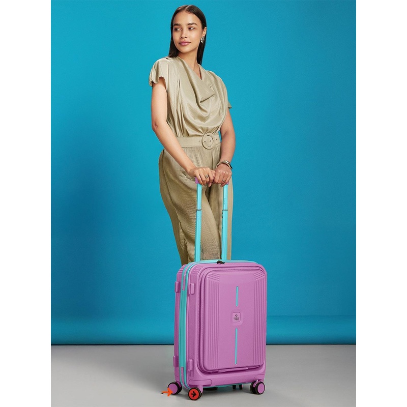 Nasher Miles Alexandria Polypropylene TSA Lock Cabin Purple Trolley Bag – 20 Inch
