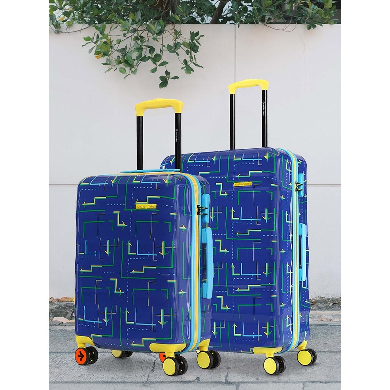 Nasher Miles Denver Polycarbonate Navy Blue Trolley Bag Set of 2 M\u002FL 65-75cm
