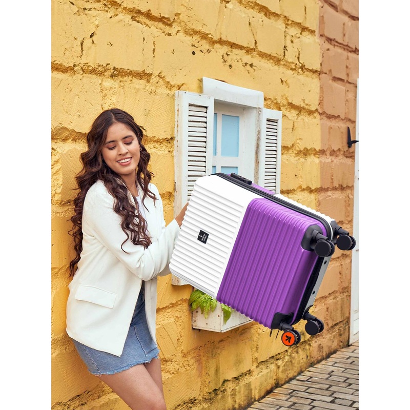 Nasher Miles Istanbul Hard-Sided ABS and PC Cabin White Purple Trolley Bag – 20Inch 55cm