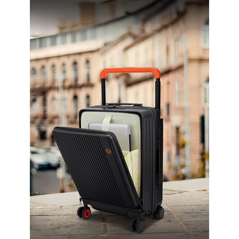 Nasher Miles Silicon Valley Hard-Sided Polypropylene Cabin Black Trolley Bag – 20Inch 55cm