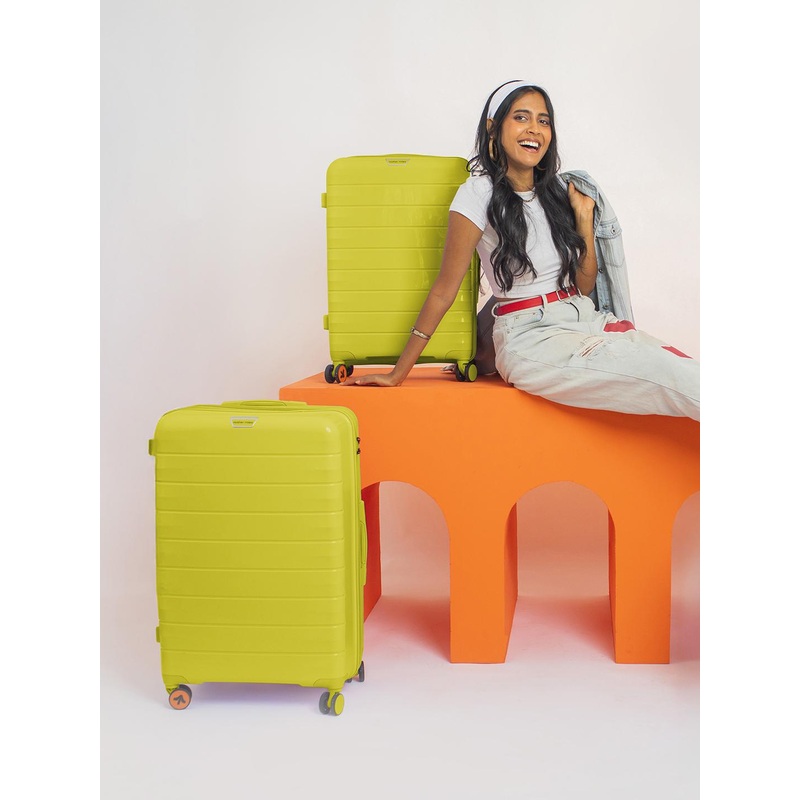 Nasher Miles Vienna Polypropylene Set of 2 M\u002FL Yellow Trolley Bags (65-75 cm)